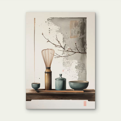 Matcha Whisk Zen Tea Ceremony 40x60cm Metal Print Ready to Hang - Bella Home Decor