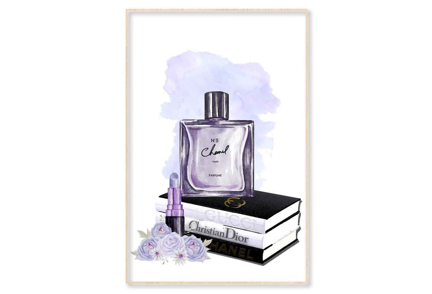 Perfume and Book Set Wall Art Limited Edition High Quality Print Canvas Box Framed Natural