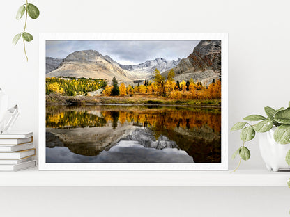 Autumn Forest In Canadian Rockies Glass Framed Wall Art, Ready to Hang Quality Print Without White Border White