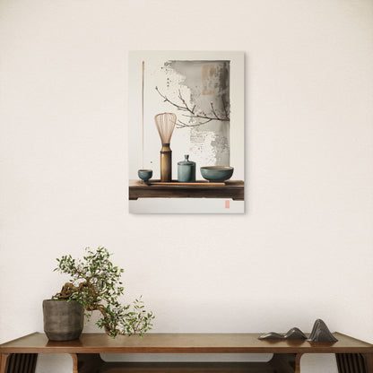 Matcha Whisk Zen Tea Ceremony 40x60cm Metal Print Ready to Hang - Bella Home Decor