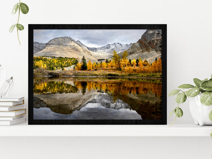 Autumn Forest In Canadian Rockies Glass Framed Wall Art, Ready to Hang Quality Print Without White Border Black