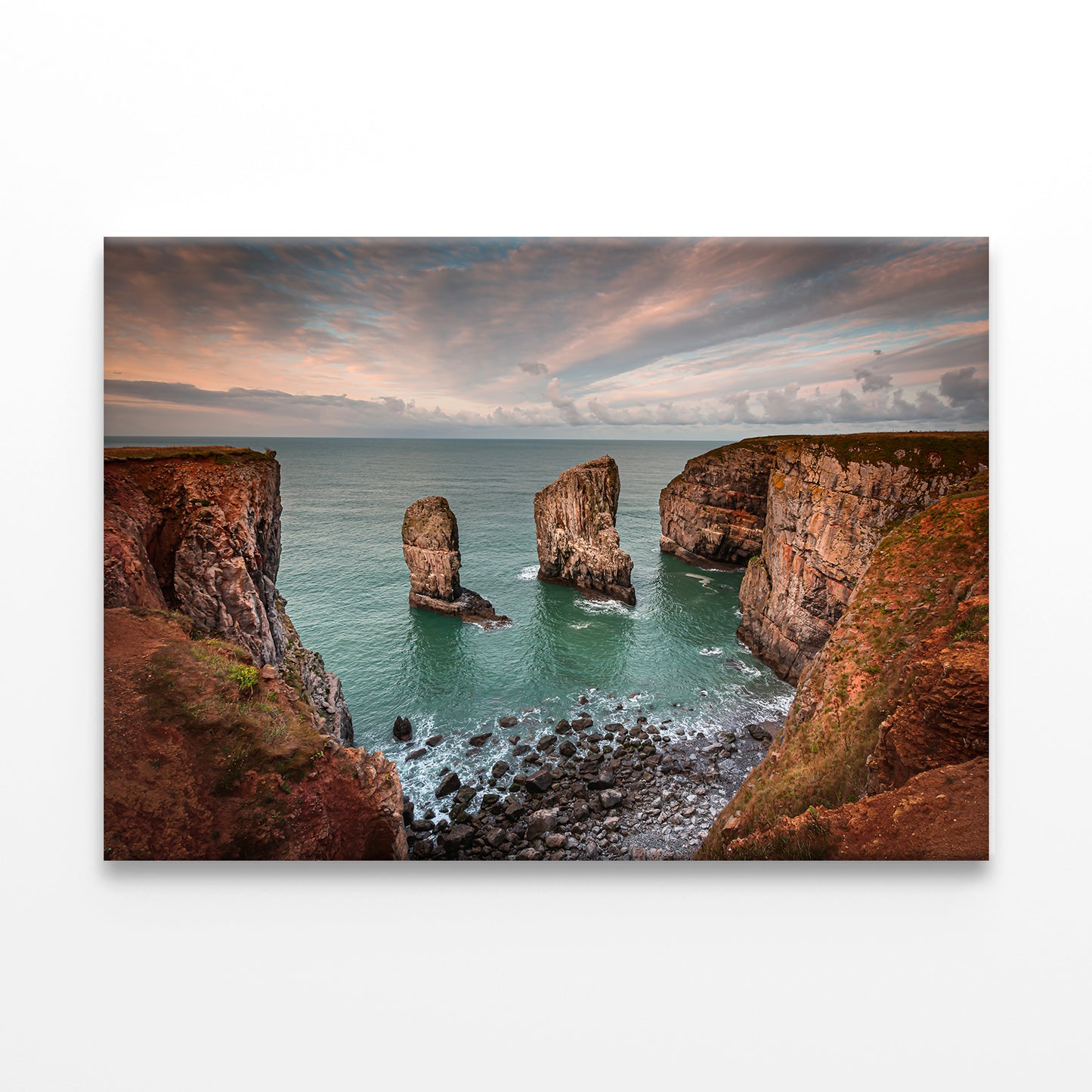 Sunrise Over Pembrokeshire Rocks Wall Art Decor 100% Australian Made