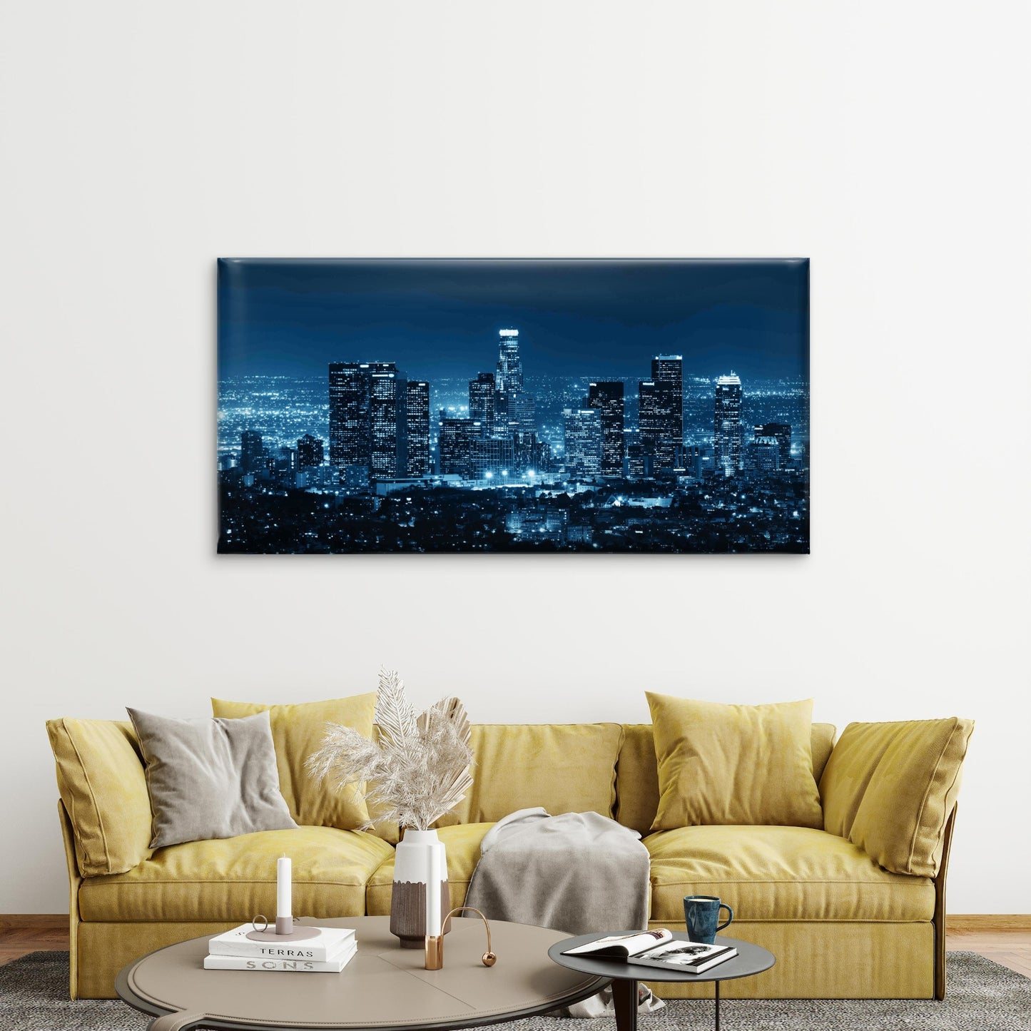 Los Angeles Downtown Buildings Wall Art Canvas Office Home Room Framed 120x60cm - Bella Home Decor