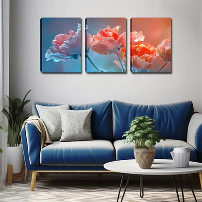 3pcs Pink Floral Design Wall Art Canvas Unframed - High Quality Print 100% Australian Made Wall Canvas
