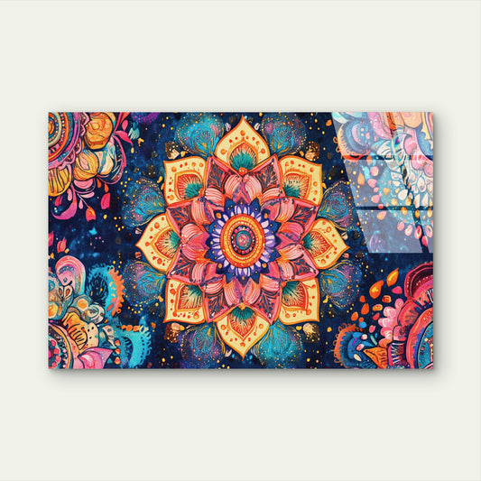 Boho Mandala Geometric Floral Acrylic Glass Printing Wall Art Australian Made Quality
