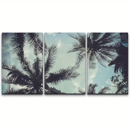 3pcs Tropical Palm Tree Canvas Metal Print Ready to Hang Art