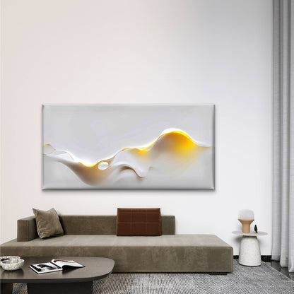 White and Gold Fluid Flows Wall Art Canvas Office Home Room Framed 120x60cm