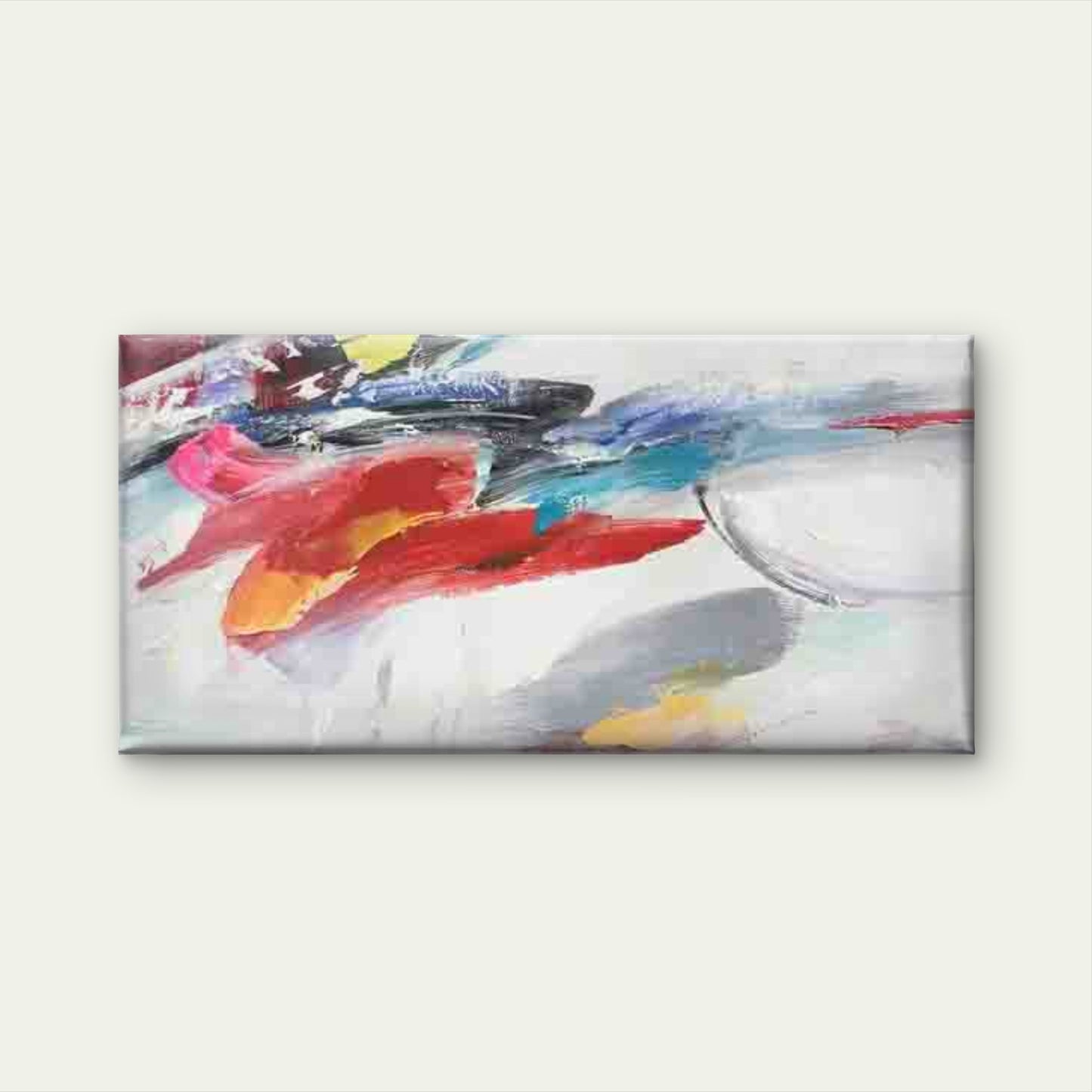 Abstract Colorful Brush Strokes Wall Art Canvas Office Home Room Framed 120x60cm
