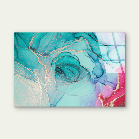 Luxury Teal Pink Gold Marble Acrylic Glass Printing Wall Art Australian Made Quality