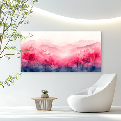 Pink Cherry Blossom Mountains Wall Art Canvas Office Home Room Framed 120x60cm