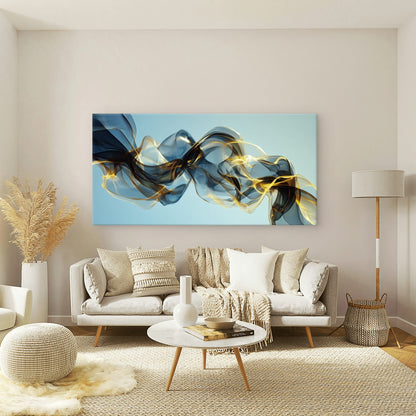 Abstract Golden & Swirls Wall Art Canvas Office Home Room Framed 120x60cm