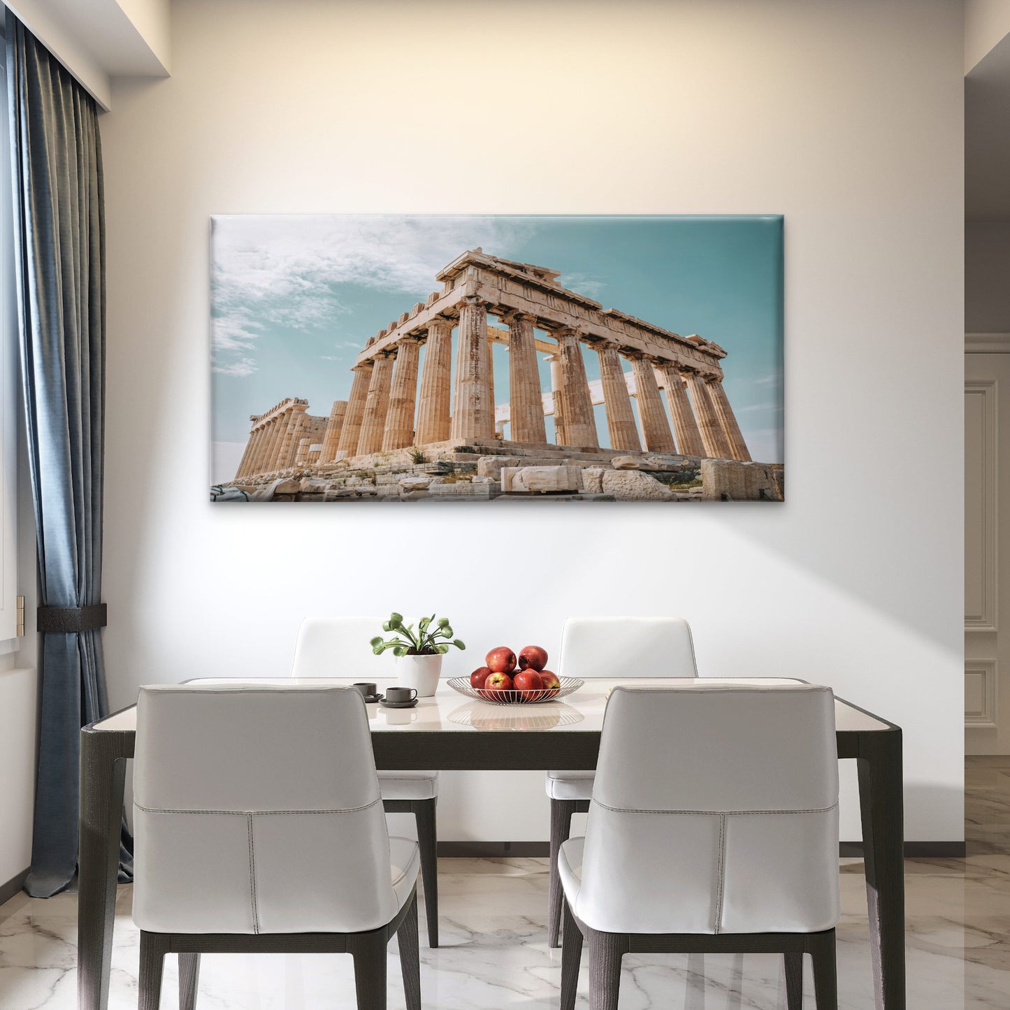 Parthenon Greek Temple Wall Art Canvas Office Home Room Framed 120x60cm