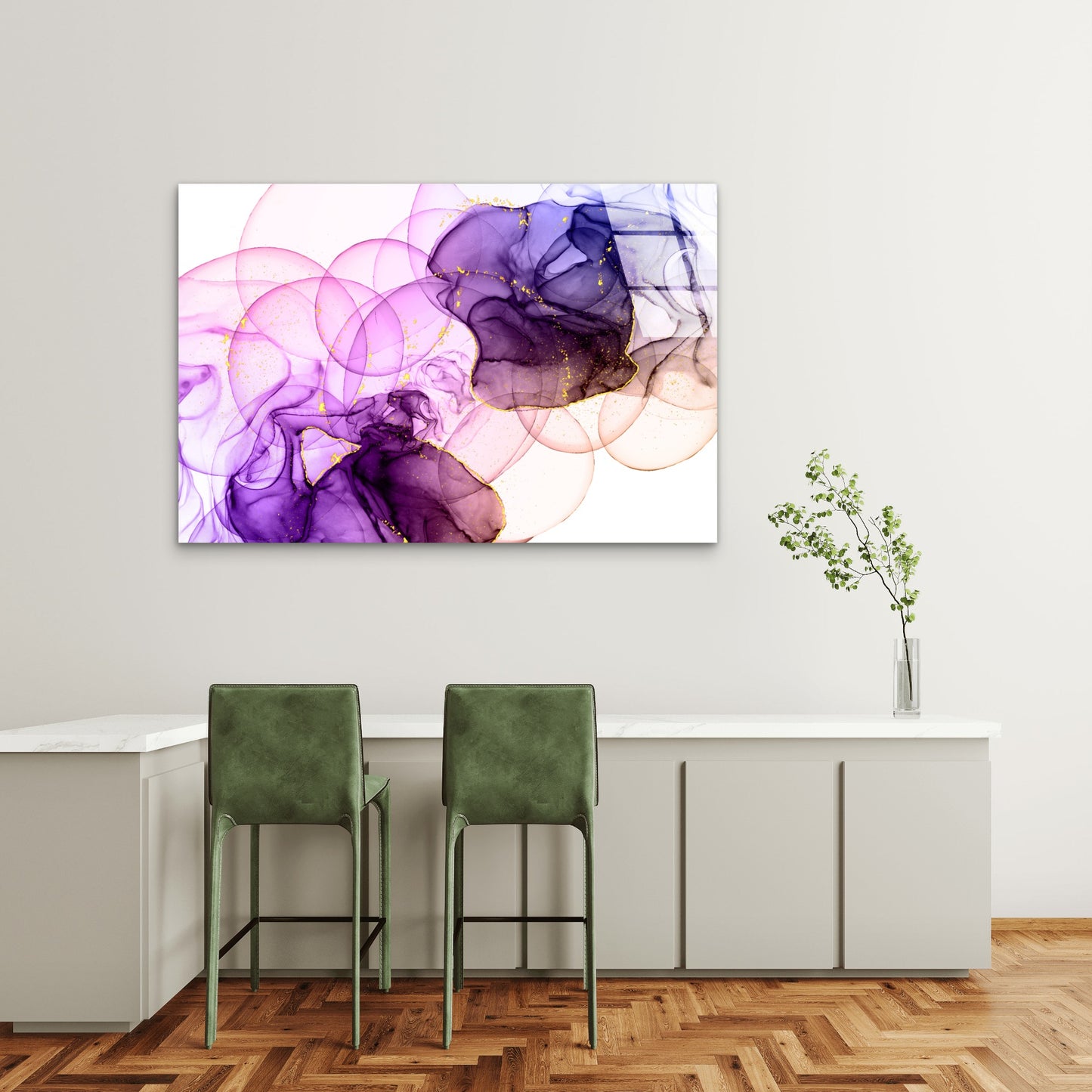 Purple Magenta Fluid Tempered Glass Printing Wall Art Australian Made Quality