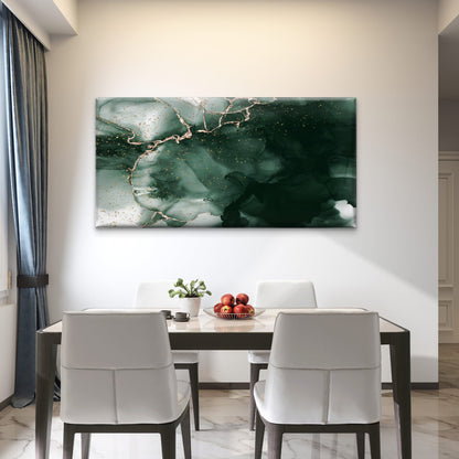 Deep Green Gilded Flow Wall Art Canvas Office Home Room Framed 120x60cm