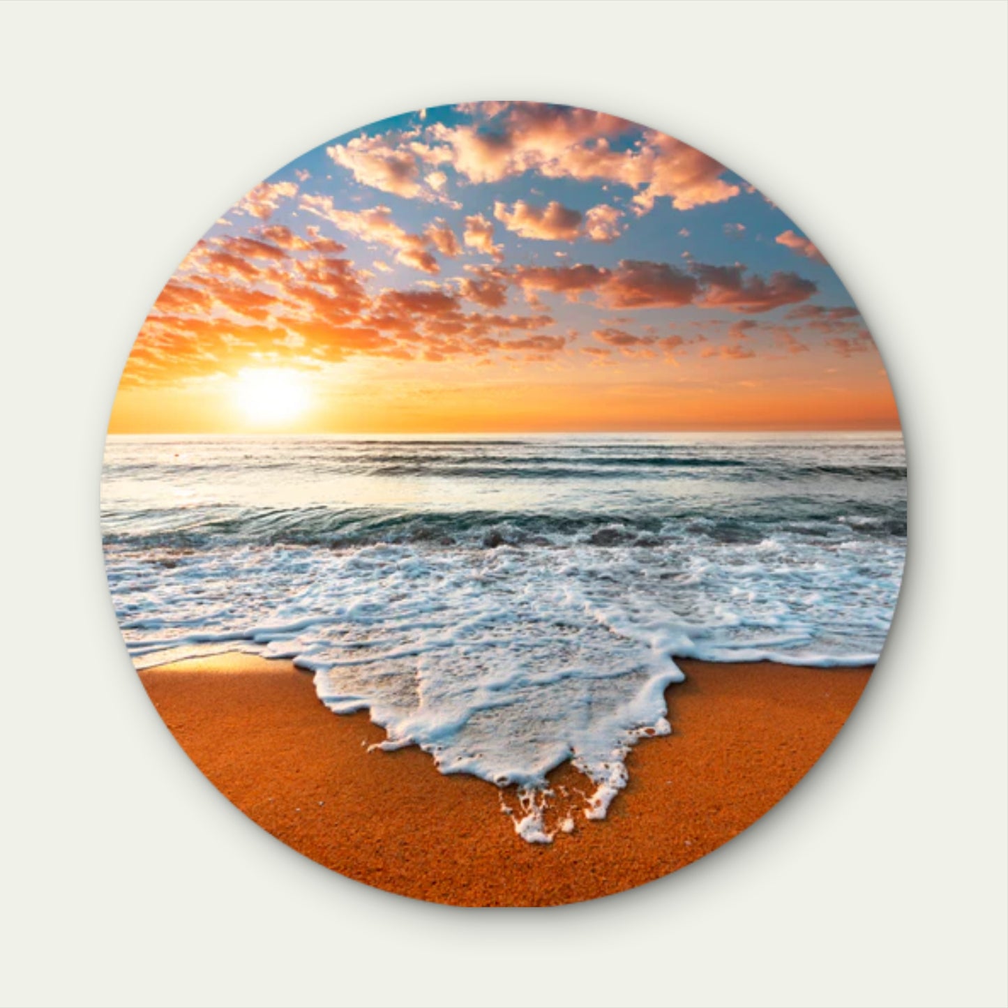 Golden Sunset Beach Waves Acrylic Glass Rounded Print Tempered Glass Wall Art 100% Made in Australia Ready to Hang - Bella Home Decor