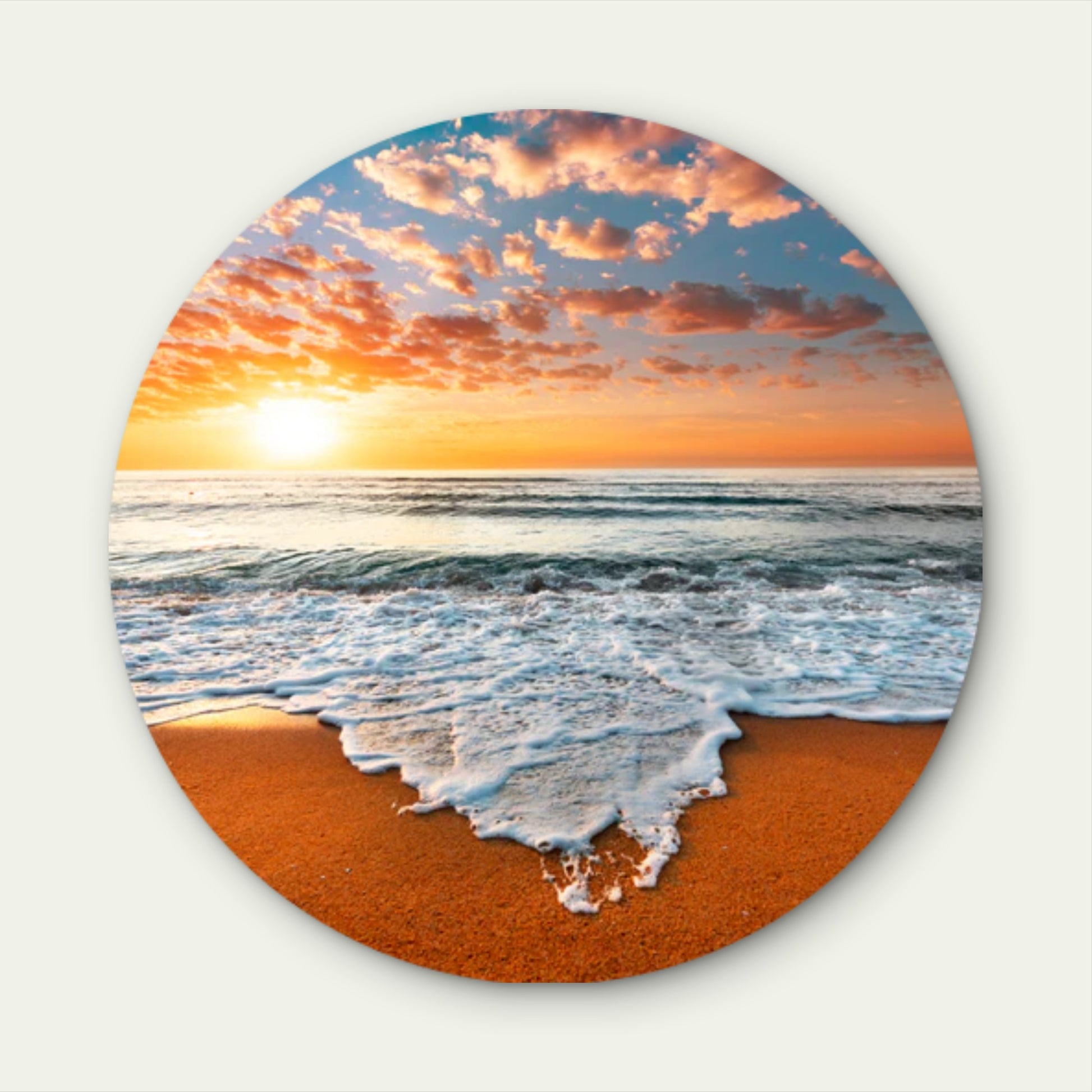 Golden Sunset Beach Waves Acrylic Glass Rounded Print Tempered Glass Wall Art 100% Made in Australia Ready to Hang - Bella Home Decor