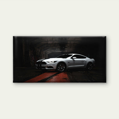 Sports White Ford Mustang Muscle Car Wall Art Canvas Office Home Framed 120x60cm