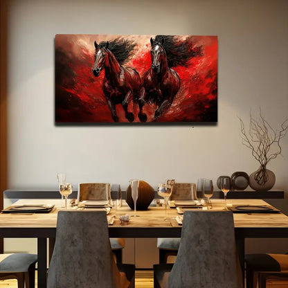 Red Horse Modern Minimalist Wall Art Canvas Office Home Room Framed 120x60cm - Bella Home Decor