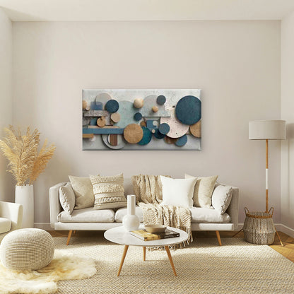 Featuring Blue And Golden Circl Wall Art Canvas Office Home Room Framed 120x60cm - Bella Home Decor
