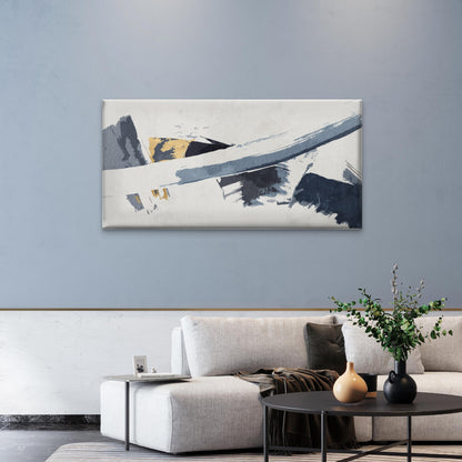 Gray Gold Abstract Brush Strokes Wall Art Canvas Framed Home Office 120x60cm