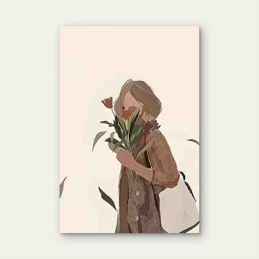 Minimalist Figure with Tulip 60x90cm Metal Print Ready to Hang