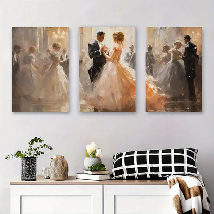 3pcs Elegant Wedding Dance  Metal Print Ready to Hang Art