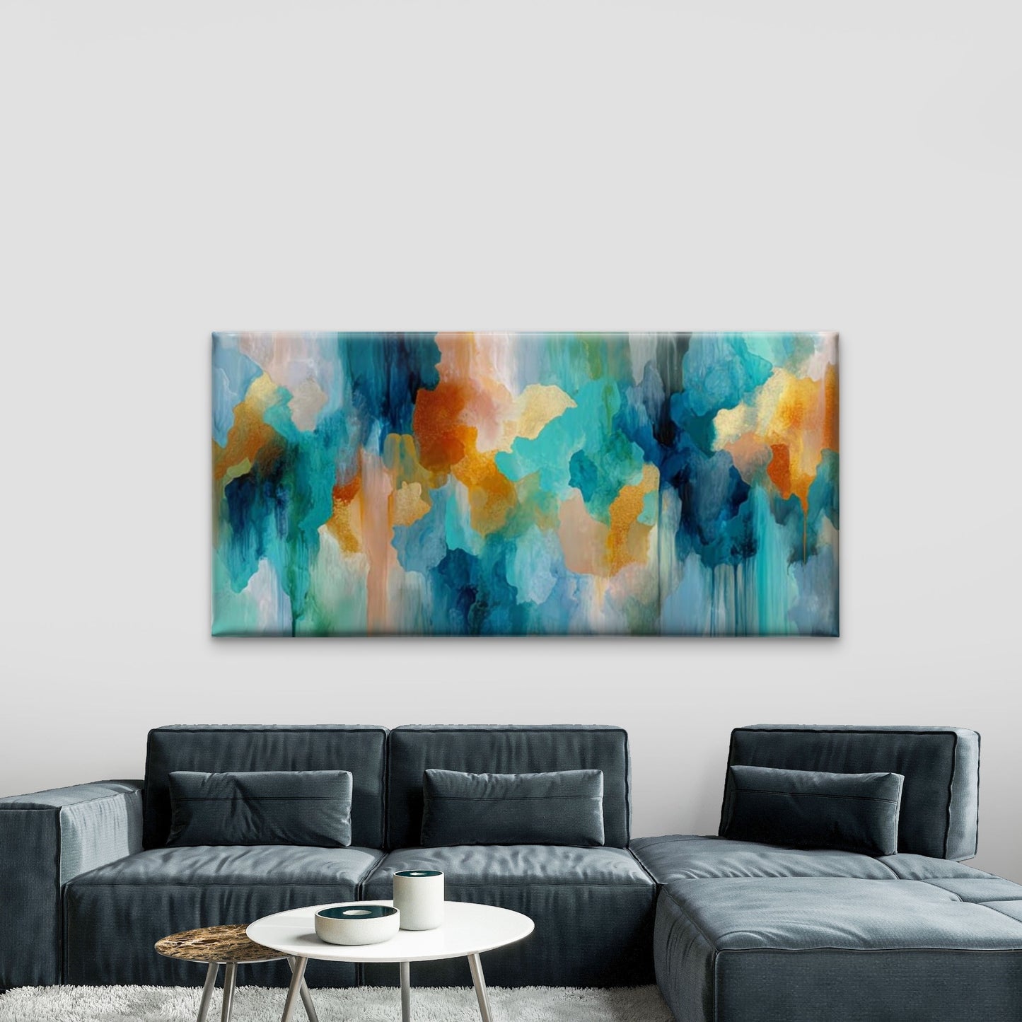 Abstract Palette Dynamic Flow Wall Art Canvas Office Home Room Framed 120x60cm - Bella Home Decor