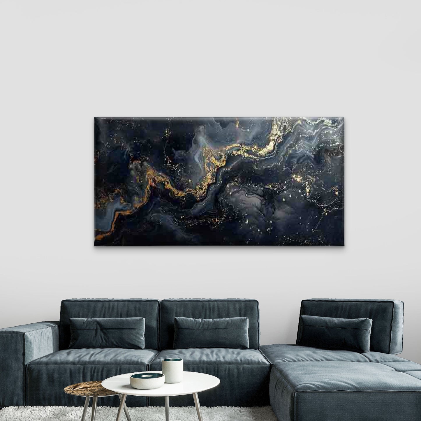 Golden Marble Texture Wall Art Canvas Office Home Room Framed 120x60cm - Bella Home Decor