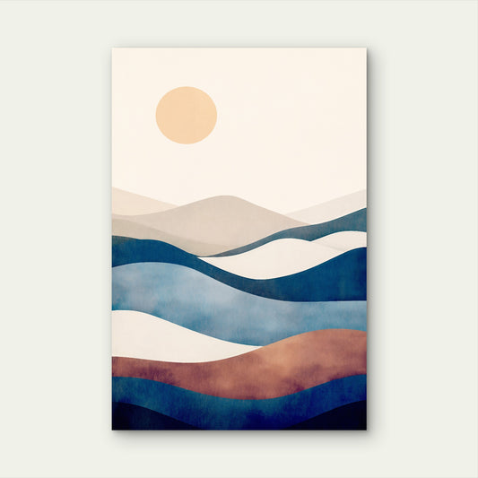 Abstract Boho Sun Wavy Rolling Hills Wave 40x60cm Metal Print Ready to Hang