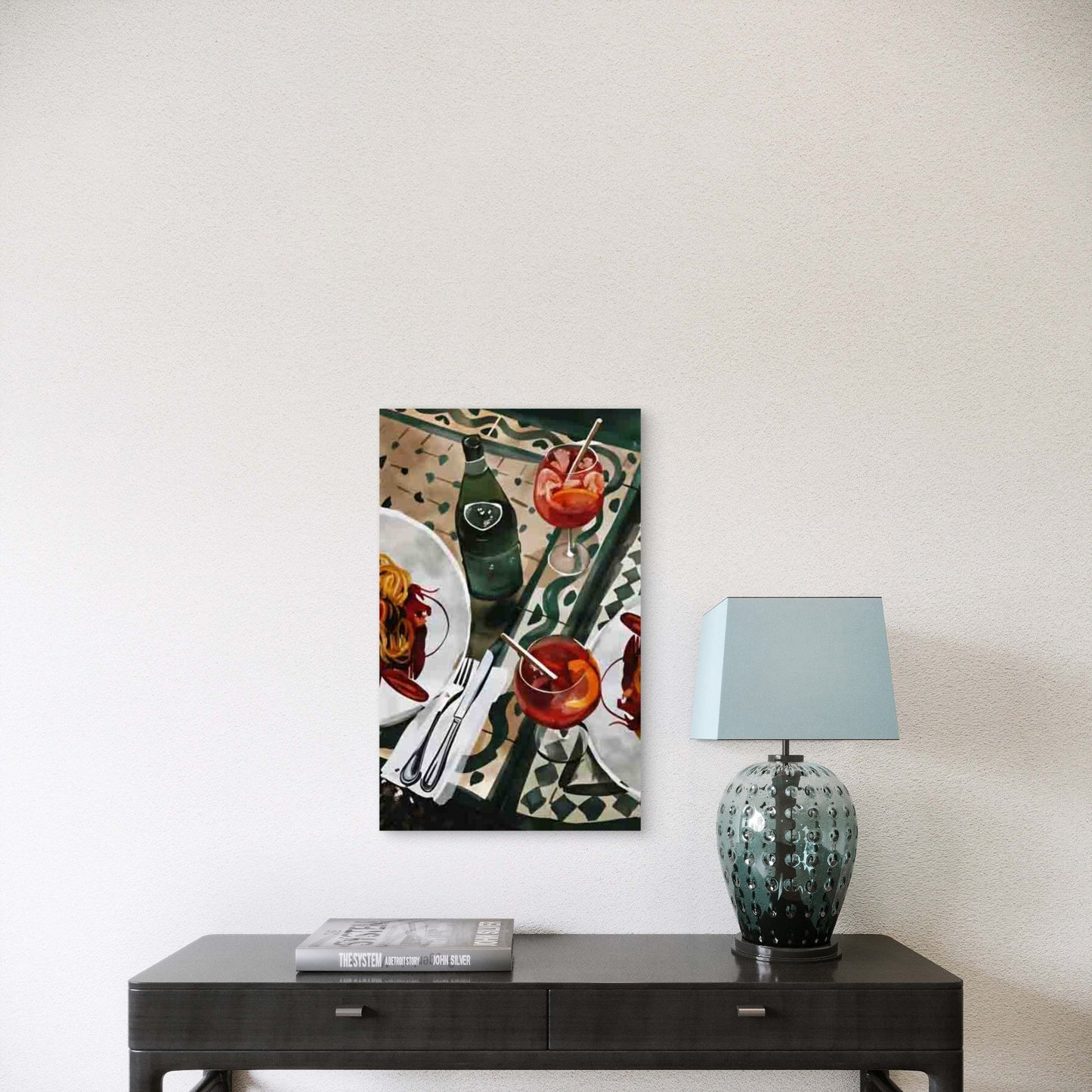 Vintage Spagetti And Juice Metal Print Ready to Hang