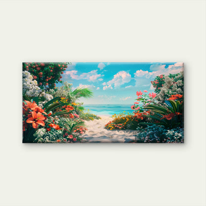 Gateway To Paradise Beach Wall Art Canvas Office Home Room Framed 120x60cm
