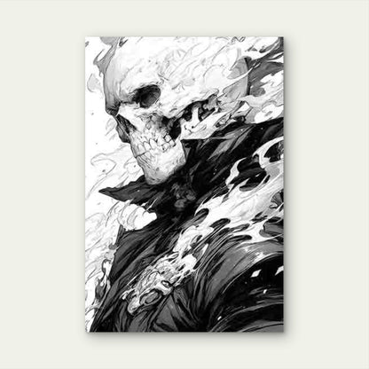 Gothic Aesthetic with Black & White Skull 40x60cm Metal Print Ready to Hang - Bella Home Decor