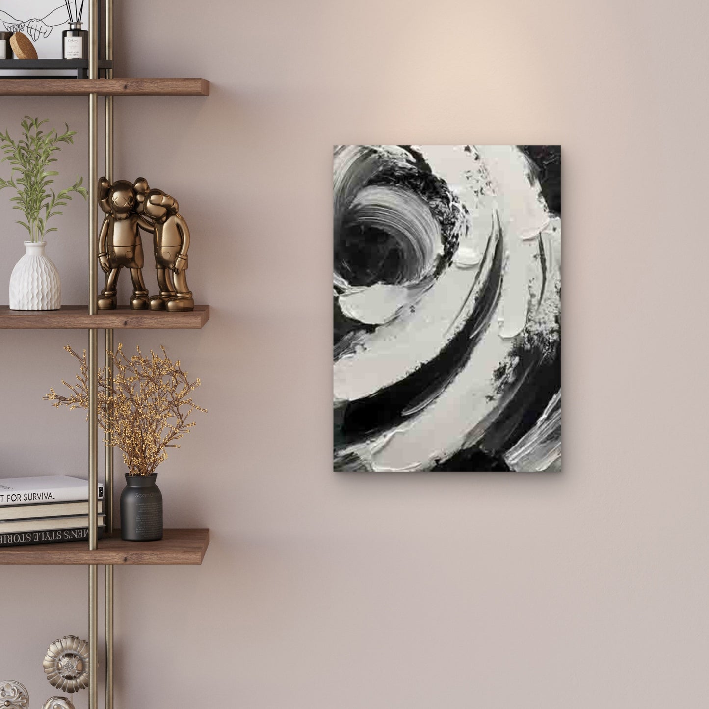 Abstract Monochrome Metal Print Ready to Hang - Bella Home Decor