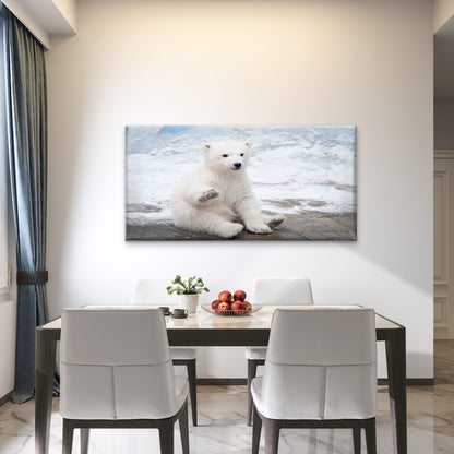 Fluffy Arctic Wildlife Wall Art Canvas Office Home Room Framed 120x60cm