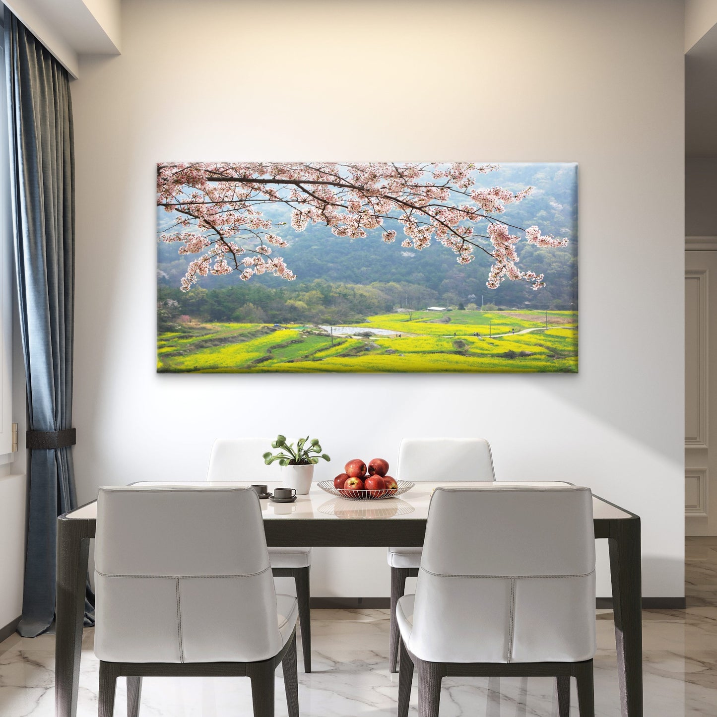 Spring Flowers Mountain Wall Art Canvas Office Home Room Framed 120x60cm