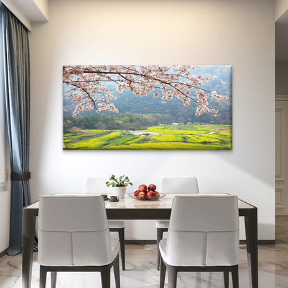 Spring Flowers Mountain Wall Art Canvas Office Home Room Framed 120x60cm
