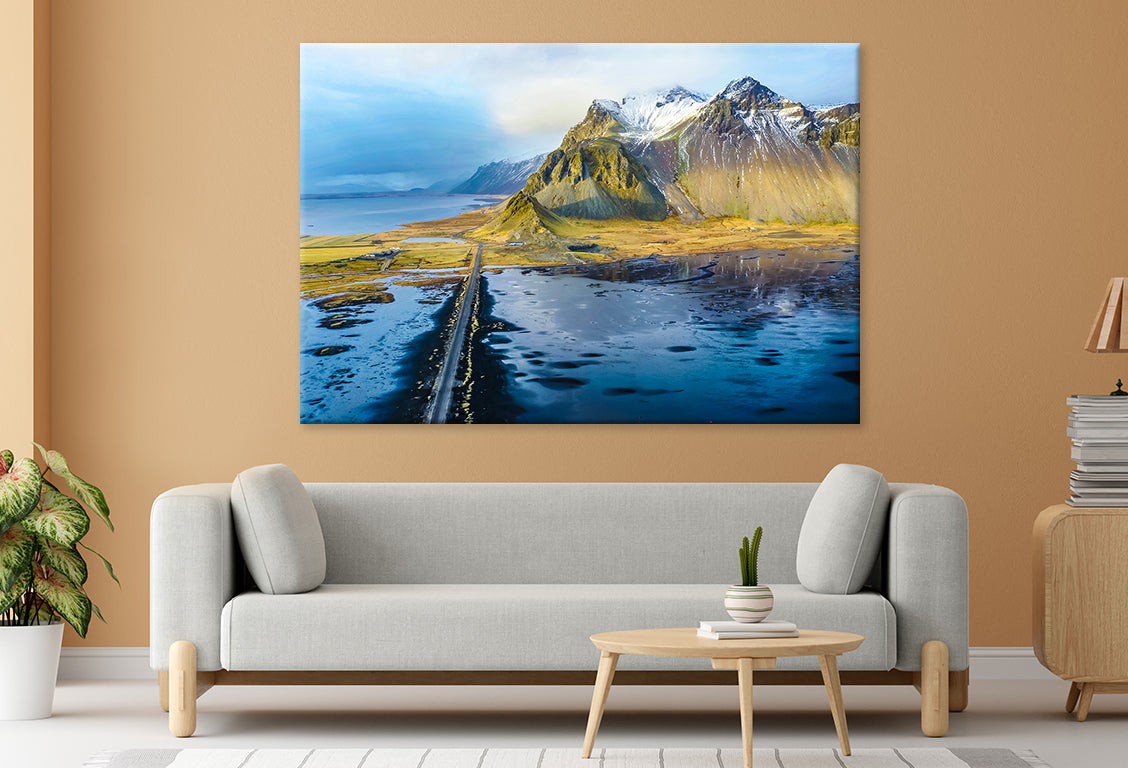 Vestrahorn Mountain Aerial View Wall Art Decor 100% Australian Made