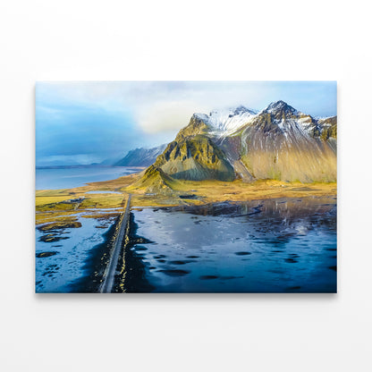 Vestrahorn Mountain Aerial View Wall Art Decor 100% Australian Made