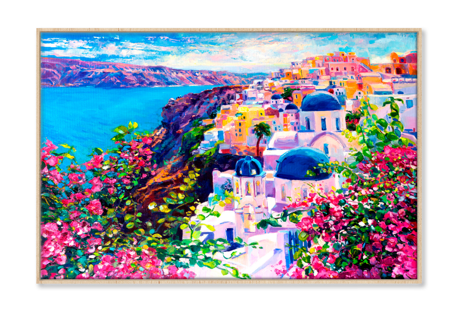 Santorini Seascape Oil Painting Wall Art Limited Edition High Quality Print Canvas Box Framed Natural