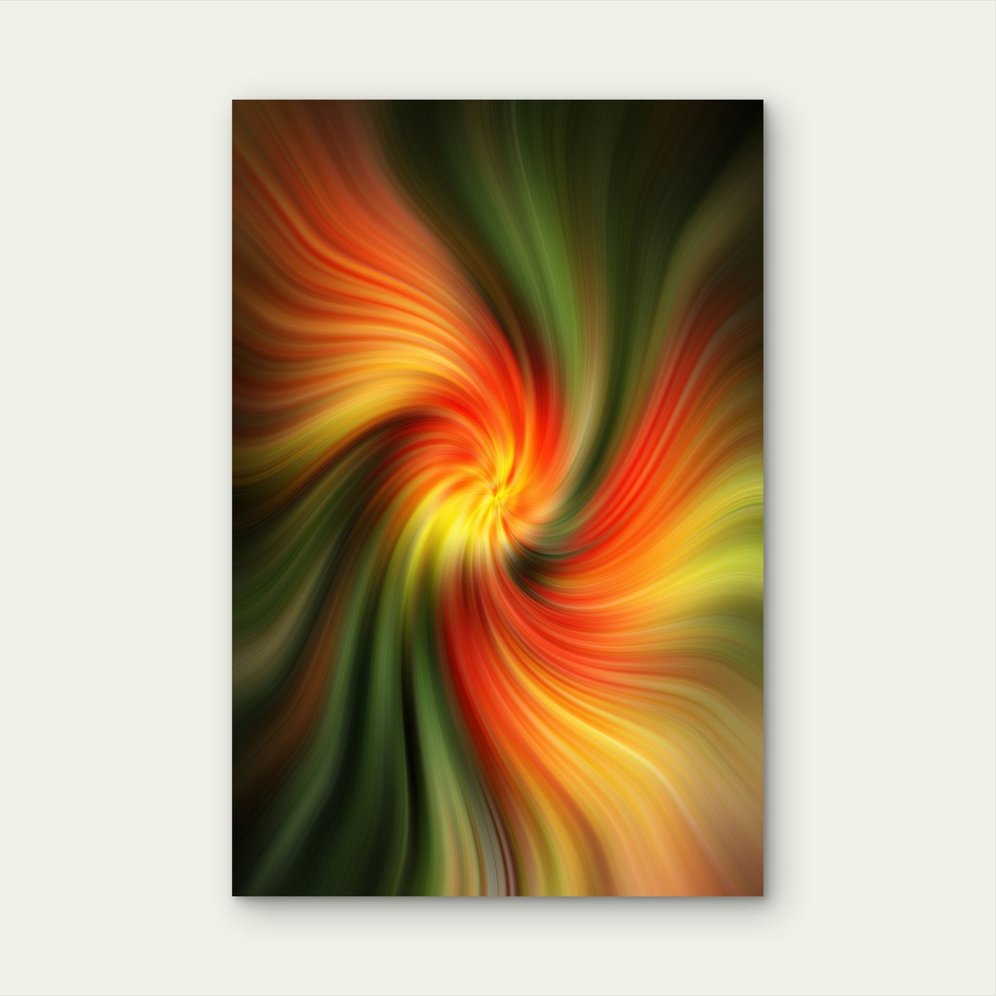 Abstract Swirling Design in Red, Yellow, and Green 40x60cm Metal Print Ready to Hang