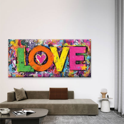 Urban Street Art with Love Wall Art Canvas Office Home Room Framed 120x60cm