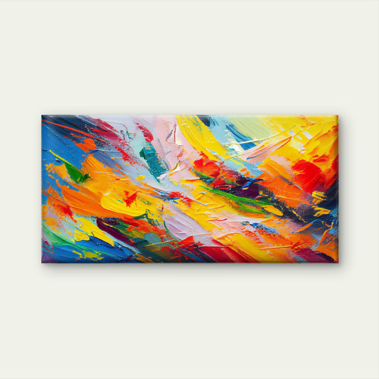 Abstract Colorful Brush Paint Wall Art Canvas Office Home Room Framed 120x60cm