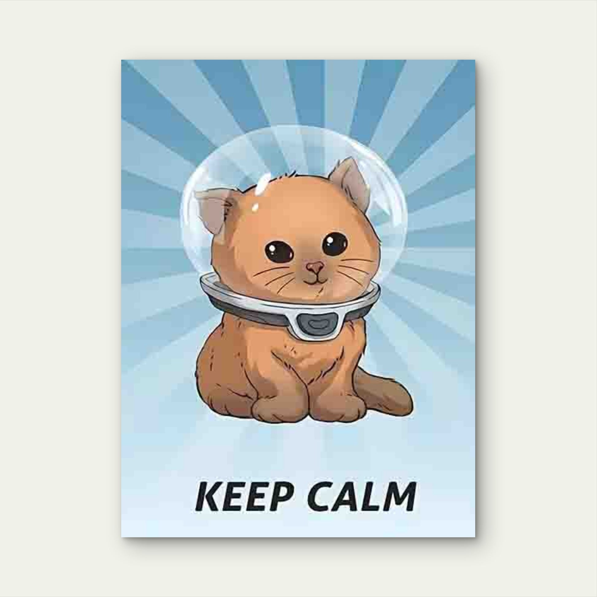Keep Calm Cat in Space 60x90cm Metal Print Ready to Hang - Bella Home Decor