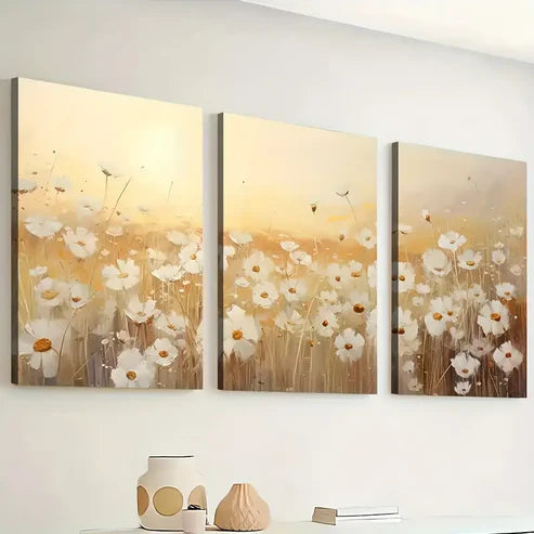 3pcs Artistic Abstract Floral Landscape Art Flowers Wall Art Set Canvas Unframed - High Quality Print 100% Australian Made Wall Canvas - Bella Home Decor