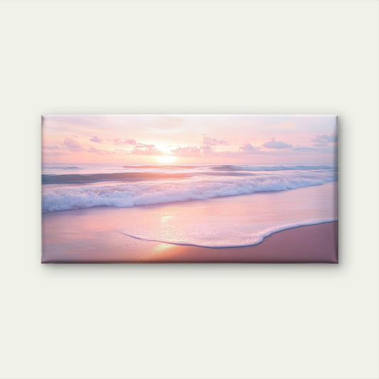 Featuring Sunset Beach Waves Wall Art Canvas Office Home Room Framed 120x60cm