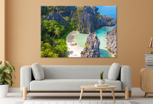 Hidden Beach Aerial View, El Nido Wall Art Decor 100% Australian Made