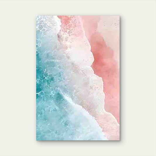 Wave-Lapped Pink Beach Pattern 60x90cm Metal Print Ready to Hang