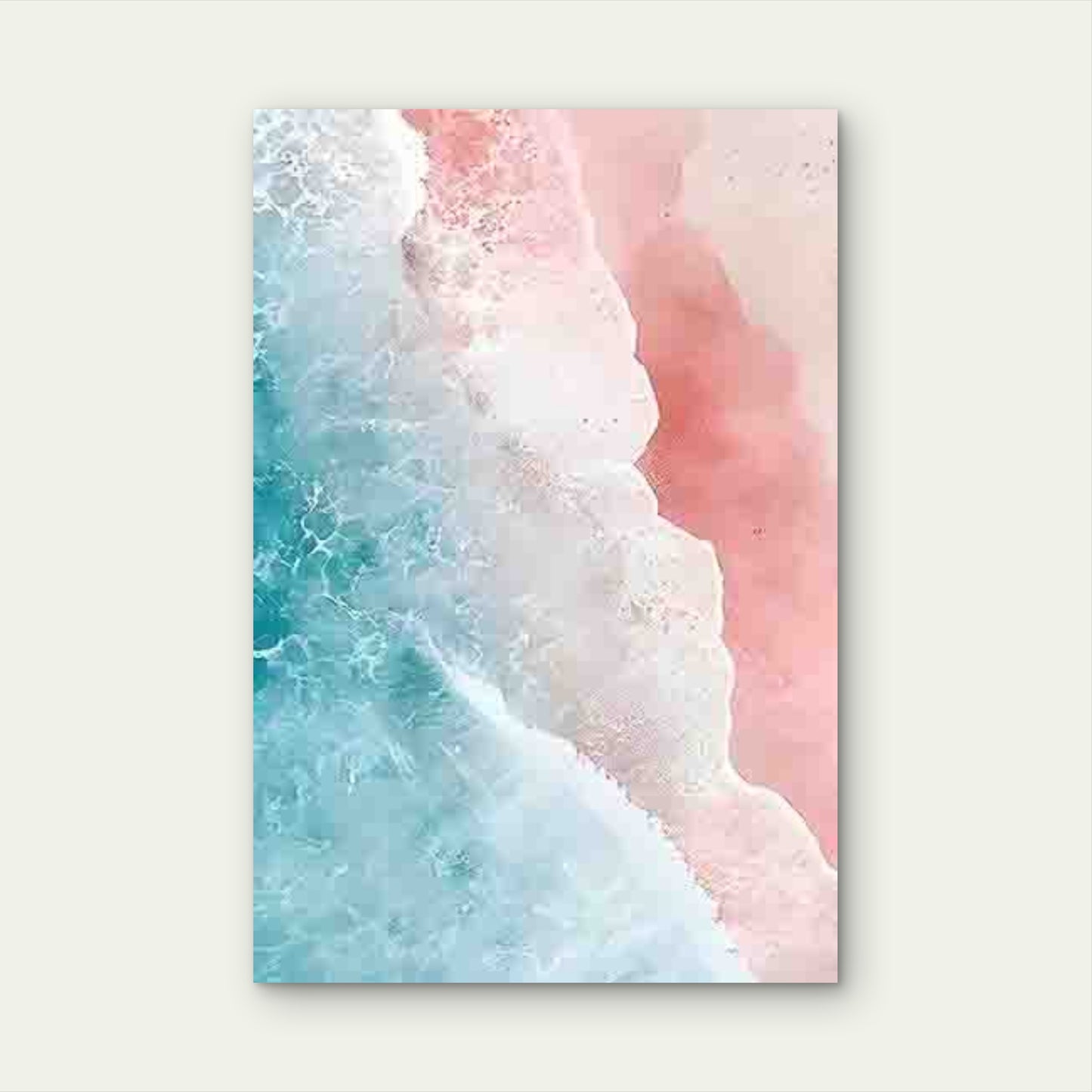 Wave-Lapped Pink Beach Pattern 40x60cm Metal Print Ready to Hang - Bella Home Decor