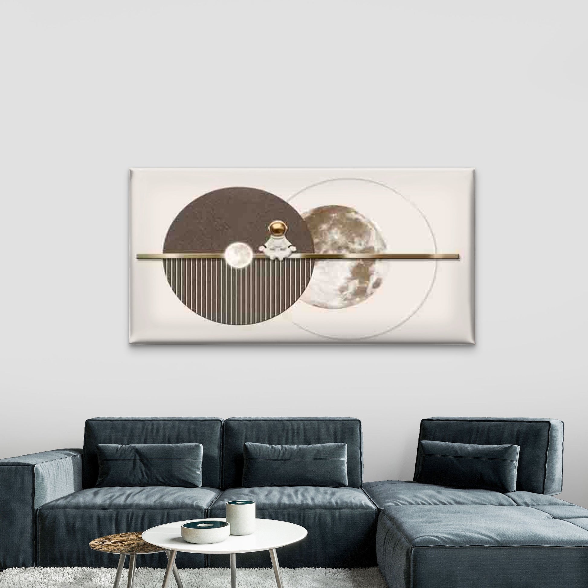 Astronaut Floating Earth Moon Wall Art Canvas Office Home Room Framed 120x60cm - Bella Home Decor