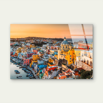 Procida Island Italy Sunset Coast Scene Acrylic Glass Printing Wall Art Australian Made Quality
